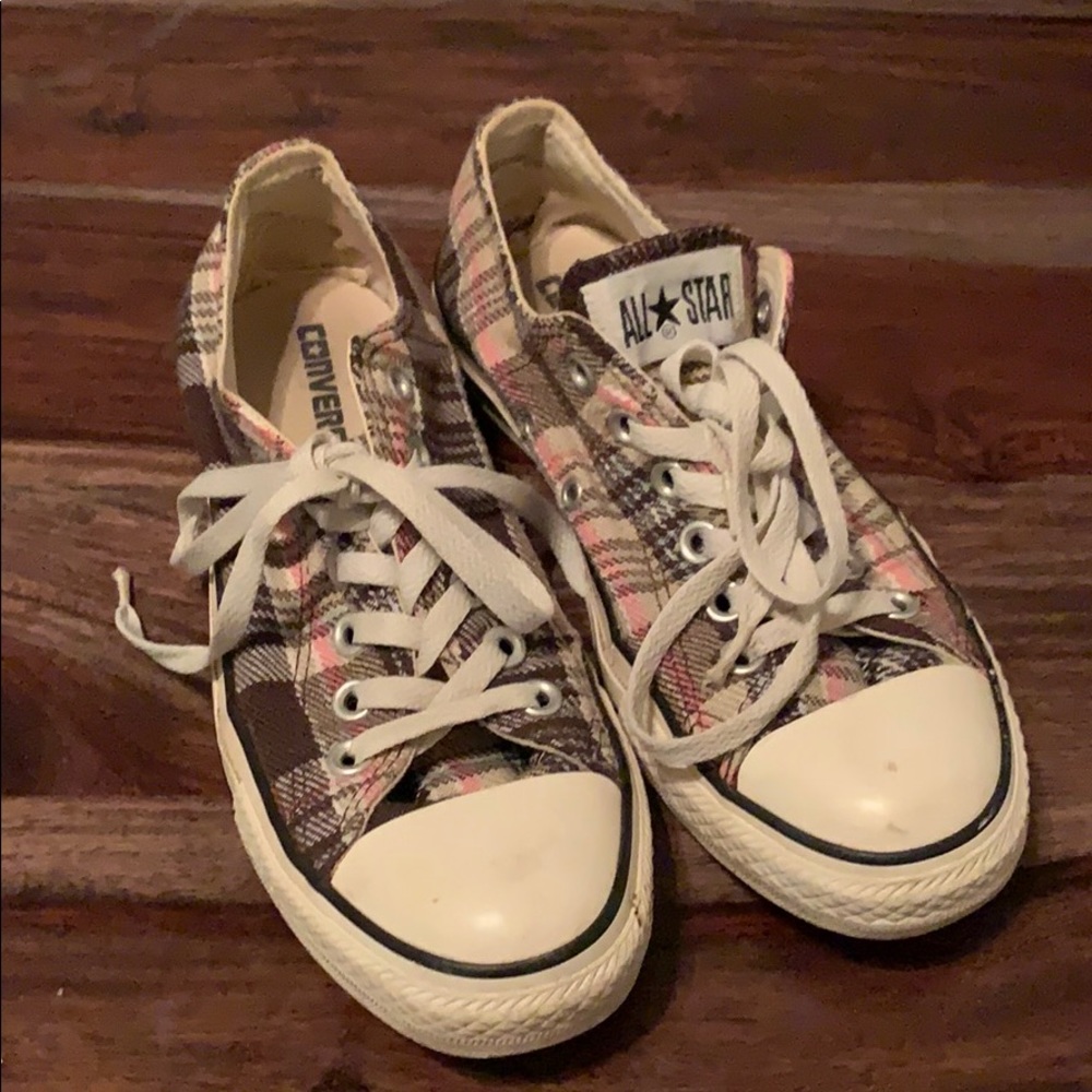 Brown and Pink Plaid Converse All Star